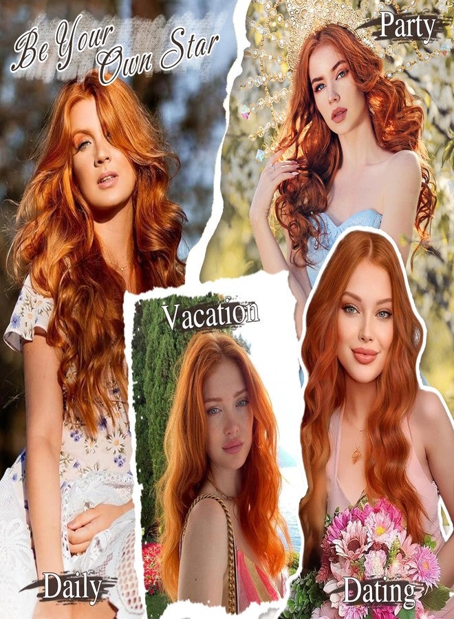 بارسدار وصلات شعر بارسدار النحاسية بمشابك - 20 بوصة، 6 قطع، وصلات شعر مموجة تغطي كامل الرأس للنساء - قطع شعر صناعية كثيفة وناعمة، مناسبة للاستخدام اليومي والحفلات والهالوين - لون رعاة البقر الزنجبيلي النحاسي - Image 4